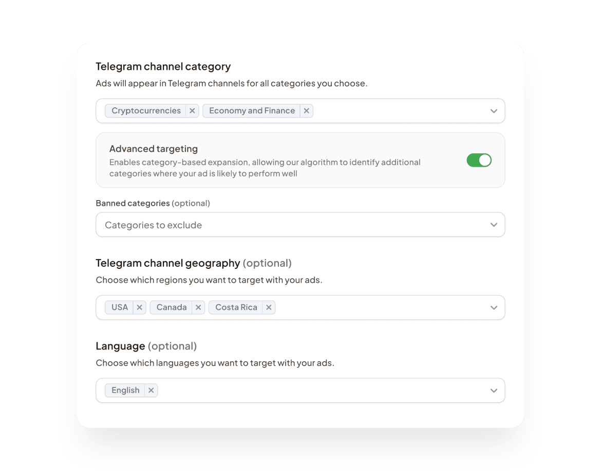 Choosing Ads targeting | MangoAds