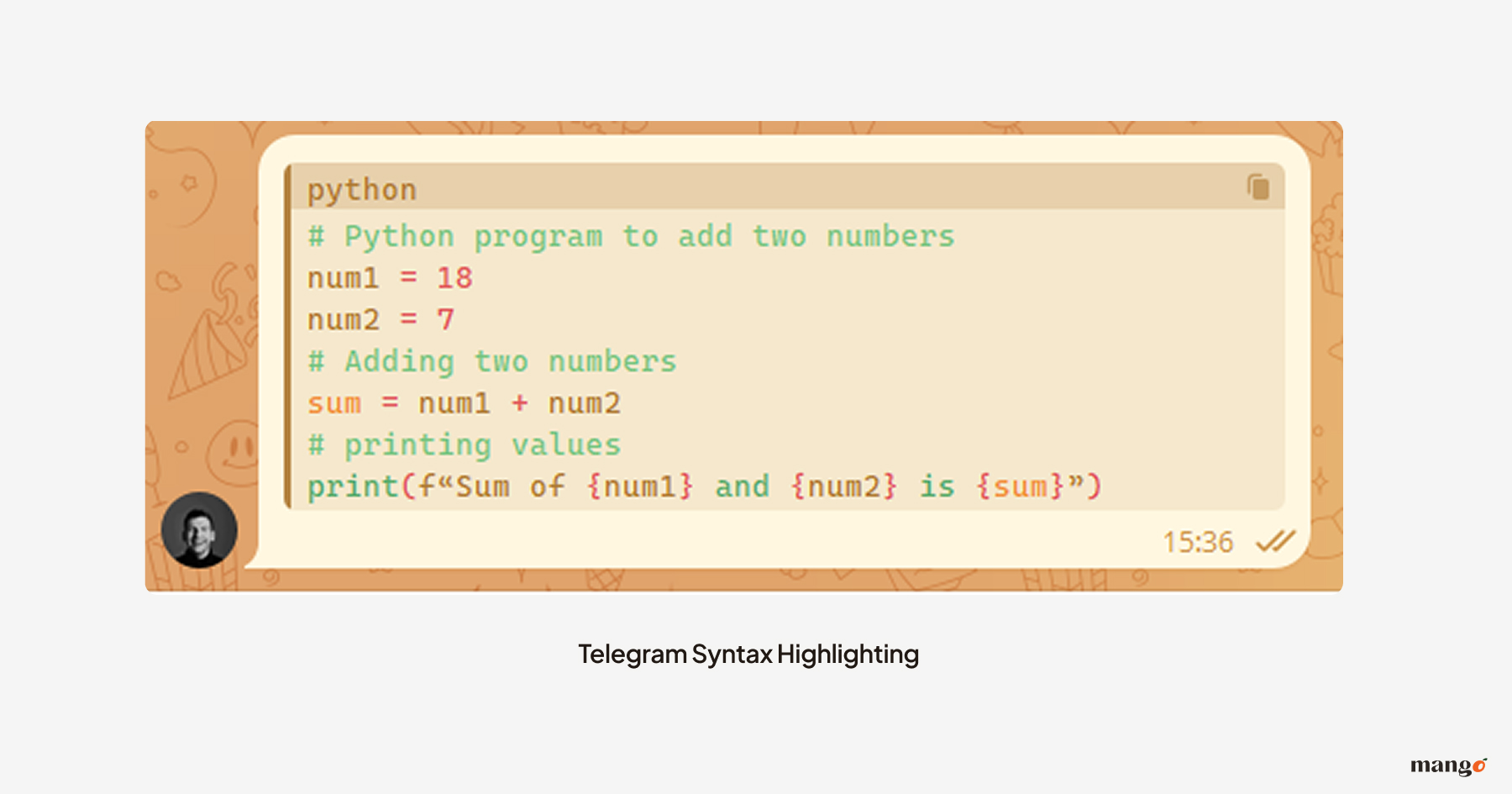 telegram syntax highlighting